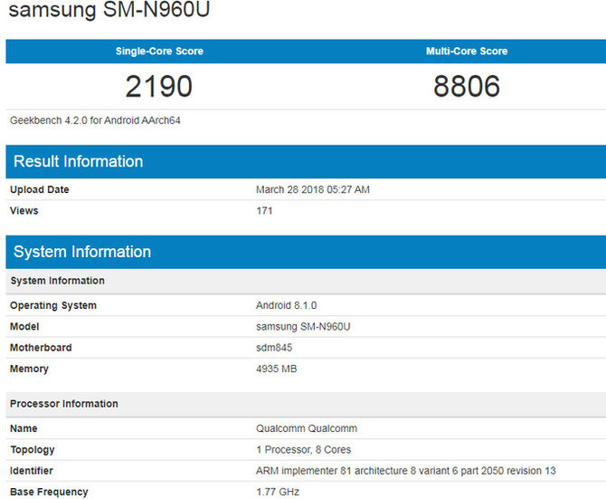 benchmark samsung galaxy note 9