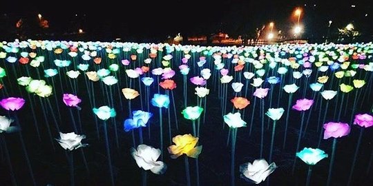 Ribuan lampion dan air mancur menari di Taman Pelangi Jurug, ikon wisata baru Solo