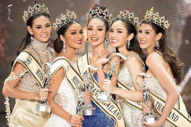 faye malisorn bersama para pemenang runner up miss grand thailand 2016