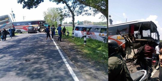 Tiga bus dan satu minibus terlibat tabrakan beruntun di Ngawi