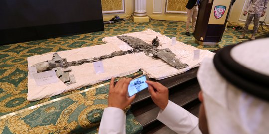 Wujud drone Houthi yang ditembak jatuh militer Saudi