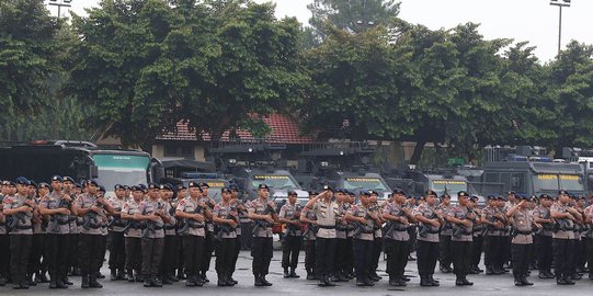 Pasukan Brimob gelar apel pengamanan jelang Hari Buruh hingga Asian Games