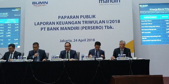 Laba Bank Mandiri meroket 43,7 persen jadi Rp 5,7 triliun di kuartal 1/2018