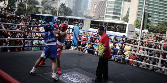 Jelang Asian Games, pertandingan tinju dadakan digelar di Car Free Day