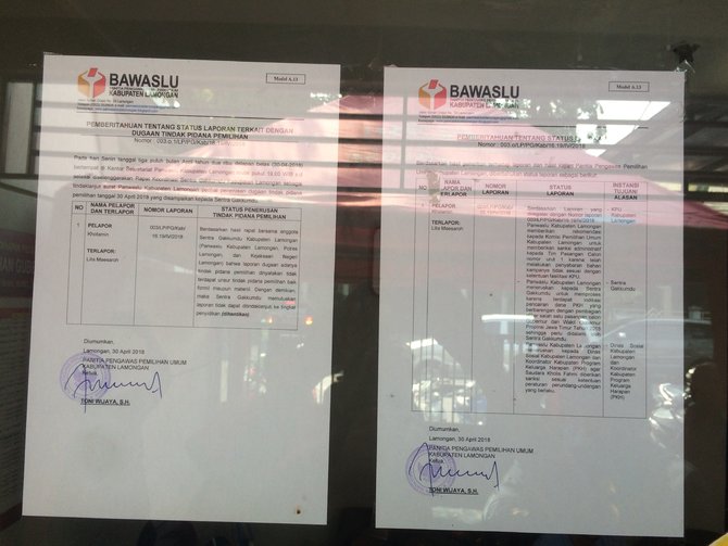 surat pemberitahuan status laporan pelanggaran pkh