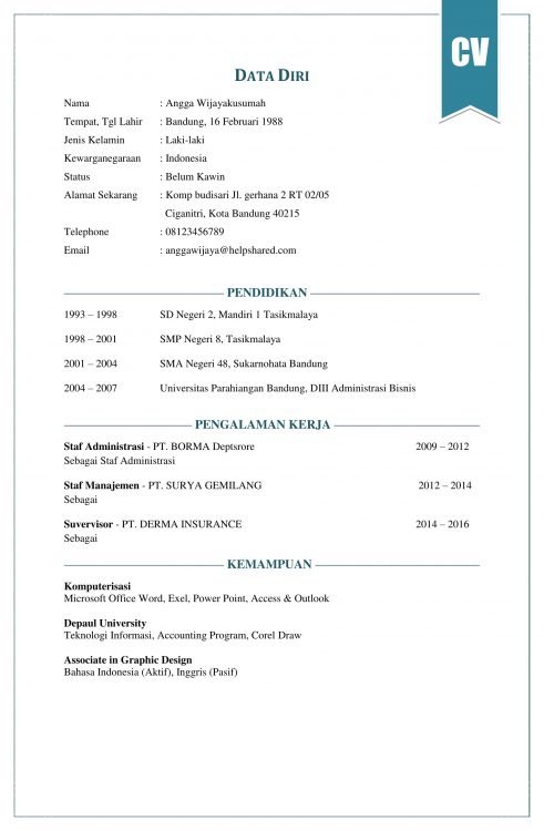 Contoh Cv Simple Word