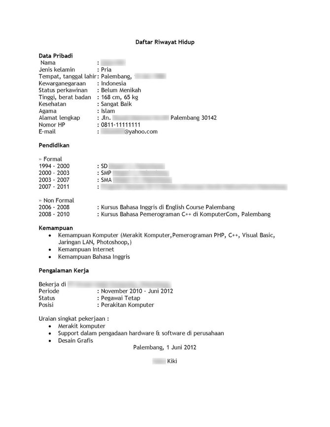 Contoh Contoh Cv Formal Modern Kreatif Dalam Bahasa Indonesia Serta Inggris Merdeka Com