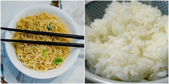 Mana yang paling cepat bikin melar, nasi atau mi instan?