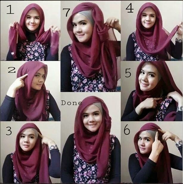 Cara memakai hijab segi empat modern