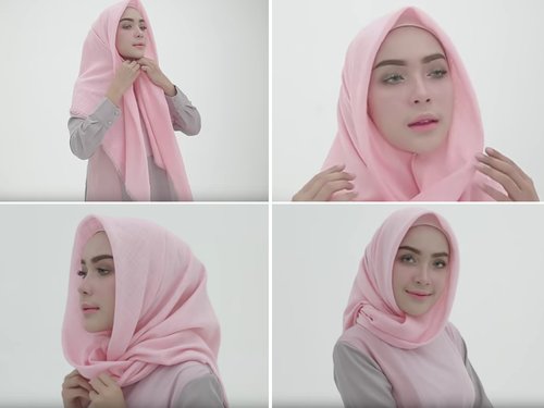Cara memakai jilbab segi empat agar rapi