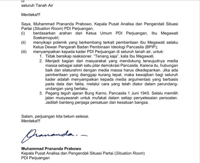 surat terbuka prananda prabowo