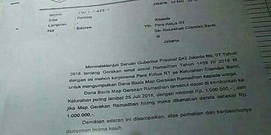 Lurah Cilandak mengaku kaget edaran target zakat jadi viral