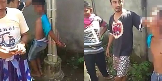 Mencuri ayam siswa SMP dan  SMA diikat  di tiang listrik 