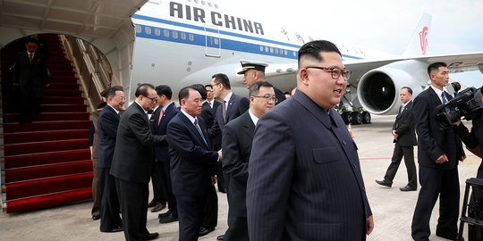 Sederet fakta tak terduga saat Kim Jong-un tiba di Singapura
