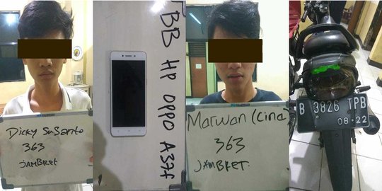 Jambret handphone milik bocah, Marwan dan Dicky ditangkap polisi