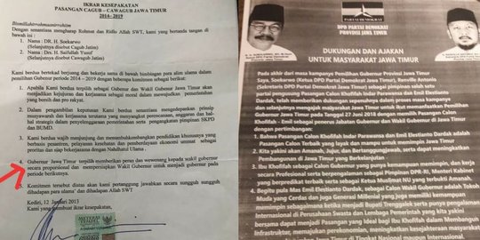Masa tenang beredar surat perjanjian Pakde Karwo, Gus Ipul dan kiai-kiai sepuh