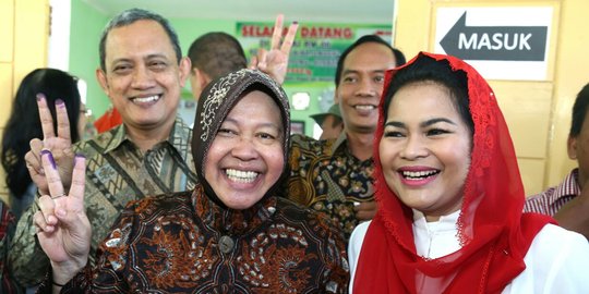 Nyoblos ditemani Puti Guntur, Risma yakin menang di atas 50 persen