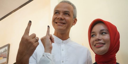 Ganjar mencoblos didampingi istri, Sudirman pantau TPS
