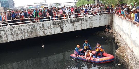 Sulit tangkap buaya di Kali Grogol, petugas sebut karena warga berkerumun di lokasi