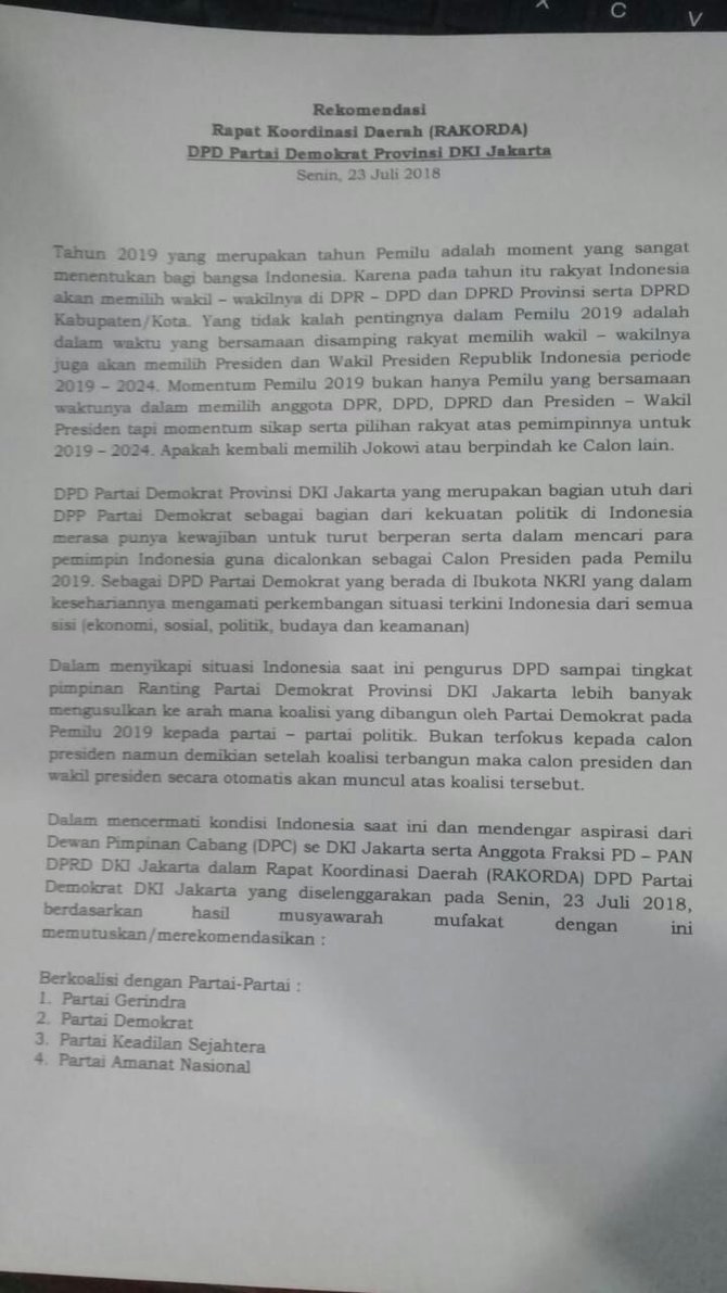 hasil rakorda demokrat dki