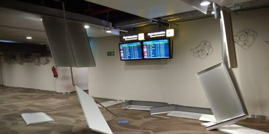 Gempa di NTB, plafon Bandara I Gusti Ngurah Rai Bali ambrol