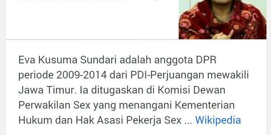 Profilnya di Wikipedia sempat diedit, Eva Sundari marah dan akan lapor polisi