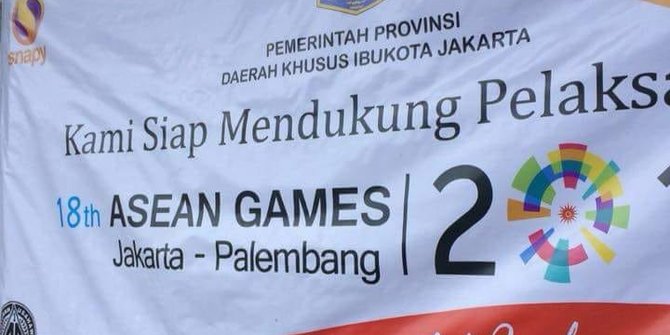  Spanduk  Asian  Games  berlogo Pemprov DKI salah tulis DPRD 