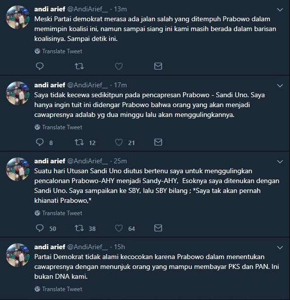 tuit andi arief soal sandiaga uno