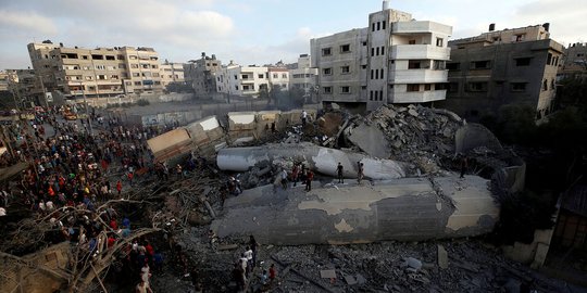 Reruntuhan Jalur Gaza usai dibombardir militer Israel