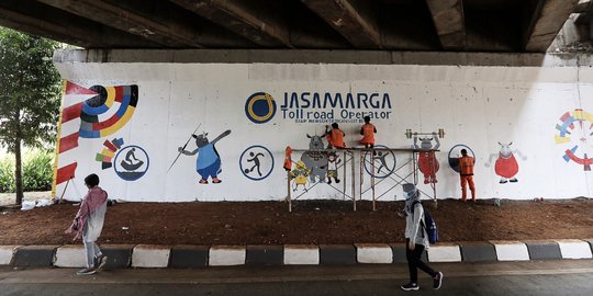 Mural Asian Games hiasi kolong jembatan layang tol