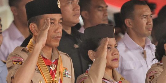 Jokowi dan Iriana hadiri upacara HUT ke-57 Pramuka