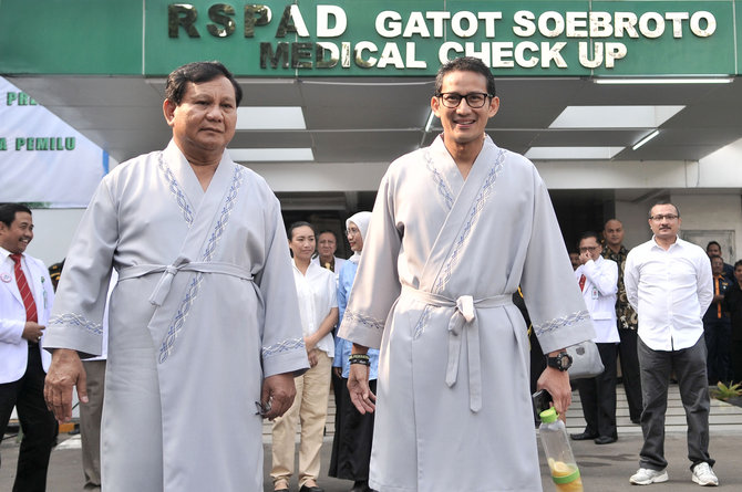 prabowo dan sandiaga tes kesehatan