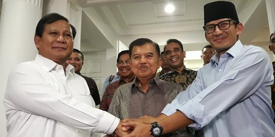 Bertemu Prabowo-Sandi, Wapres JK berpesan laksanakan pemilu dengan jurdil