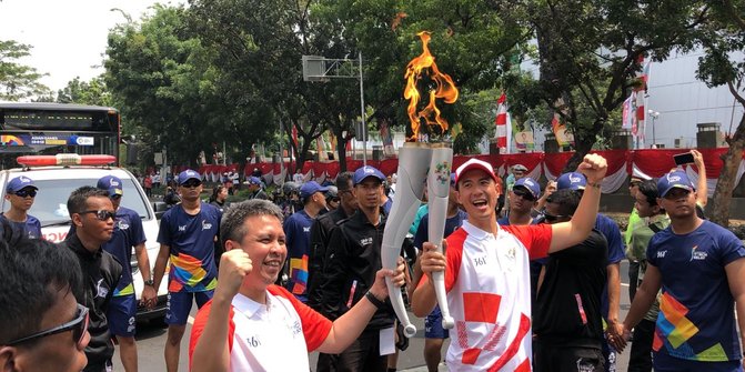 Euforia hari terakhir perjalanan pawai obor Asian Games 2018 di Jakarta