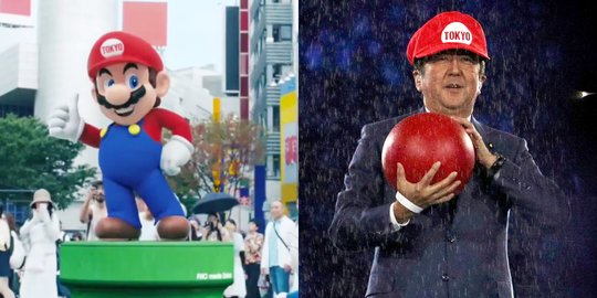 Jokowi naik moge di Asian Games, Shinzo Abe jadi Mario Bros di Olimpiade Rio