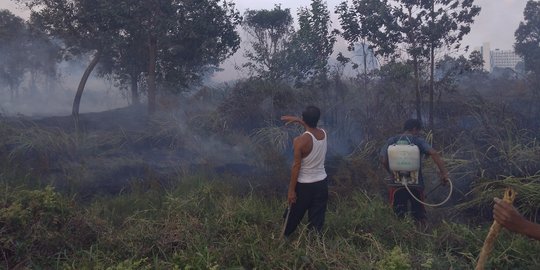 2 Hektare lahan di dekat Jakabaring terbakar, 10 mobil damkar dikerahkan