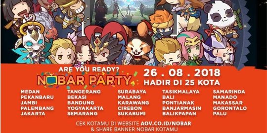 Pesta nonton bareng AOV Asian Games 2018 di 25 Kota