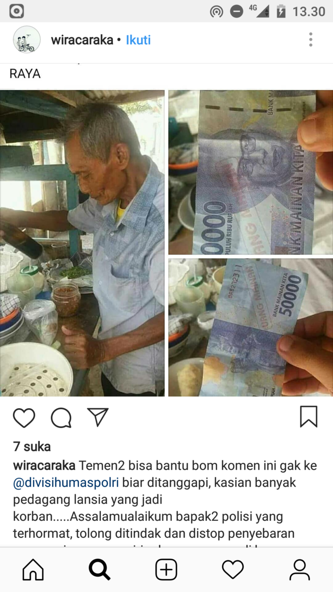 peredaran uang mainan bikin resah