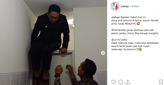 Ridwan Kamil terkunci di kamar mandi hingga terpaksa 