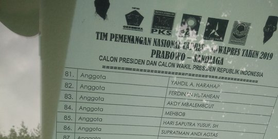 Sedikit bocoran daftar nama tim kampanye nasional Prabowo-Sandi