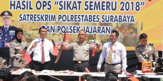 Jelang kampanye Pemilu 2019, Polrestabes Surabaya sikat 290 bandit jalanan