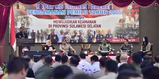 Rakor Pemilu 2019, Gubernur Sulsel ingatkan KPU dan Bawaslu jangan pilih kasih