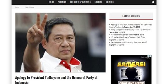 Asia Sentinel minta maaf kepada SBY soal artikel kasus Century