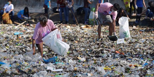 Ratusan relawan bersihkan Teluk Manila dari sampah