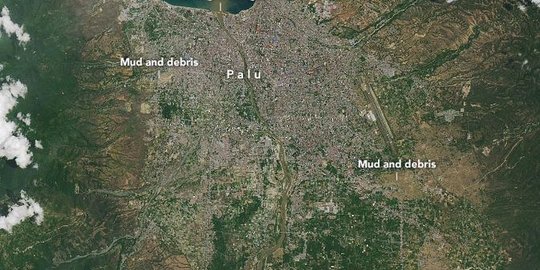 3 Gambar bekas bencana dahsyat di Indonesia dilihat dari angkasa