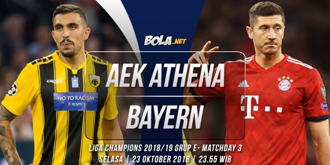 Data dan fakta Liga Champions: AEK Athena vs Bayern Munchen