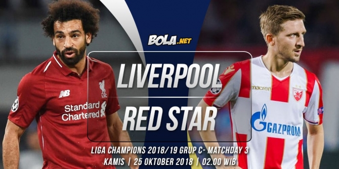 Data dan fakta Liga Champions: Liverpool vs Red Star Belgrade