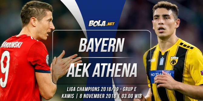 Data dan fakta Liga Champions: Bayern Munchen vs AEK Athena