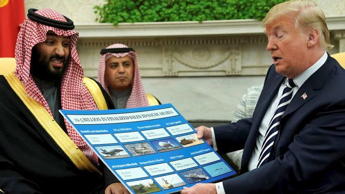 trump memperlihatkan penjualan senjata as ke saudi di hadapan pangeran bin salman