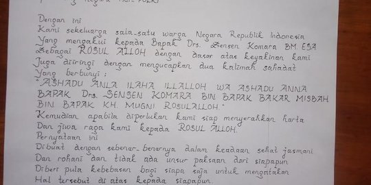 Heboh Satu Keluarga di Garut Akui Sensen Komara Rasul Lewat Surat Bermaterai